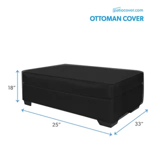 ULTCOVER Waterproof Patio Ottoman Cover Square Outdoor Side Table Furniture Covers Size 32L x 25W x 18H inch 